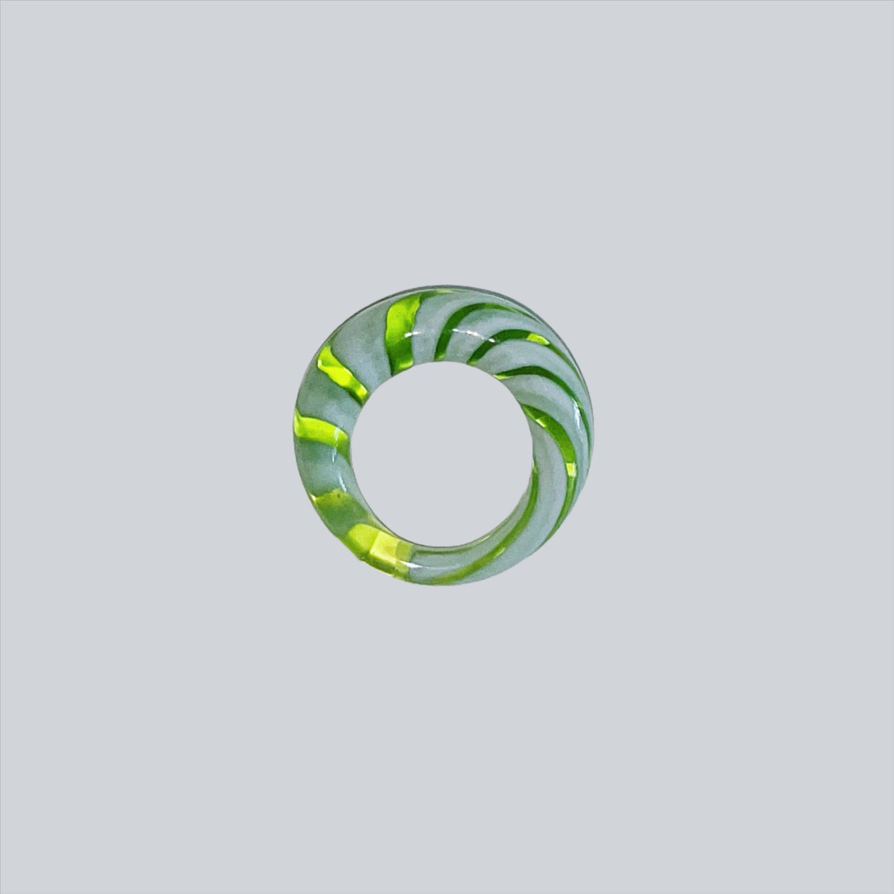 Green Candy Spiral Glass Ring
