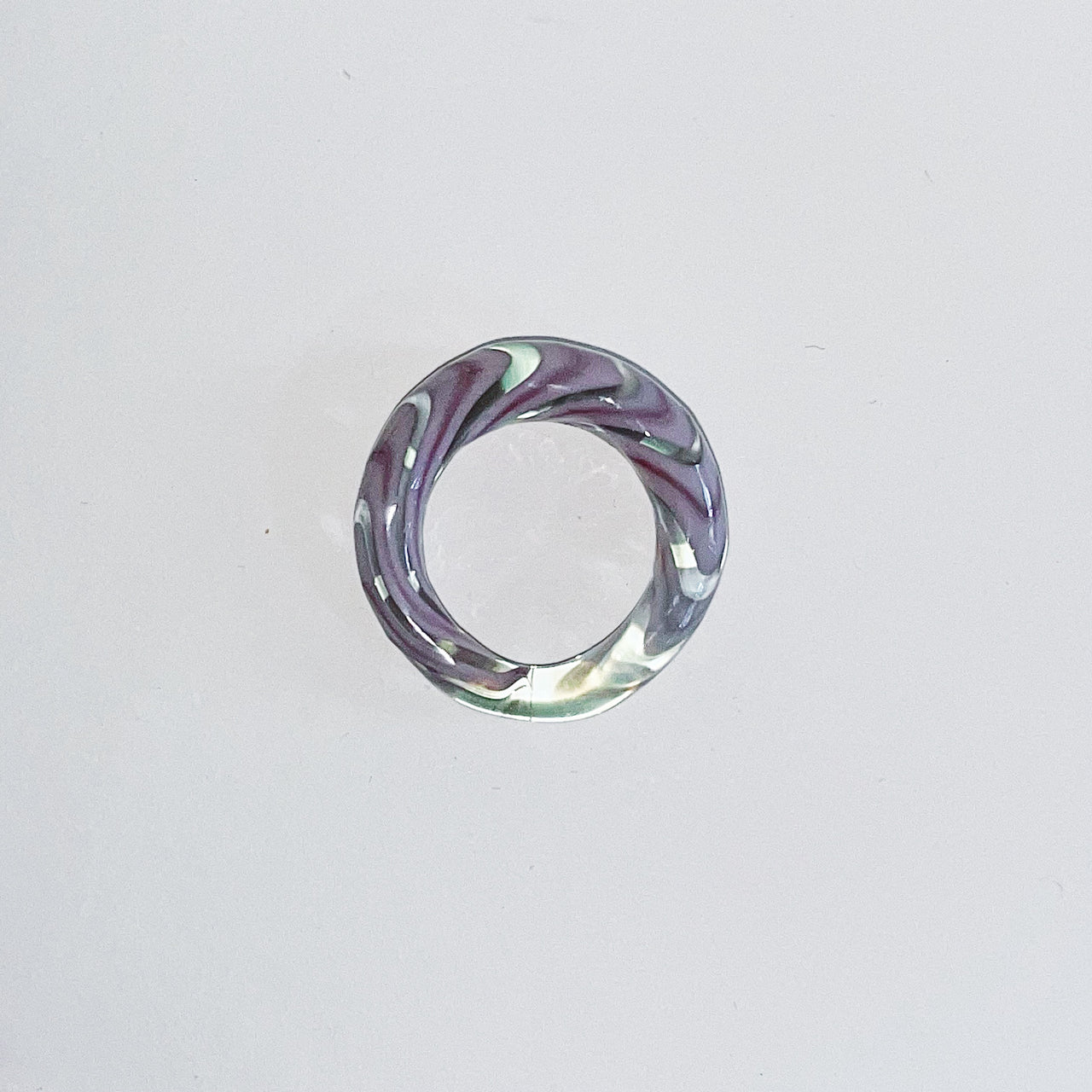 Winey Spiral Glass Ring