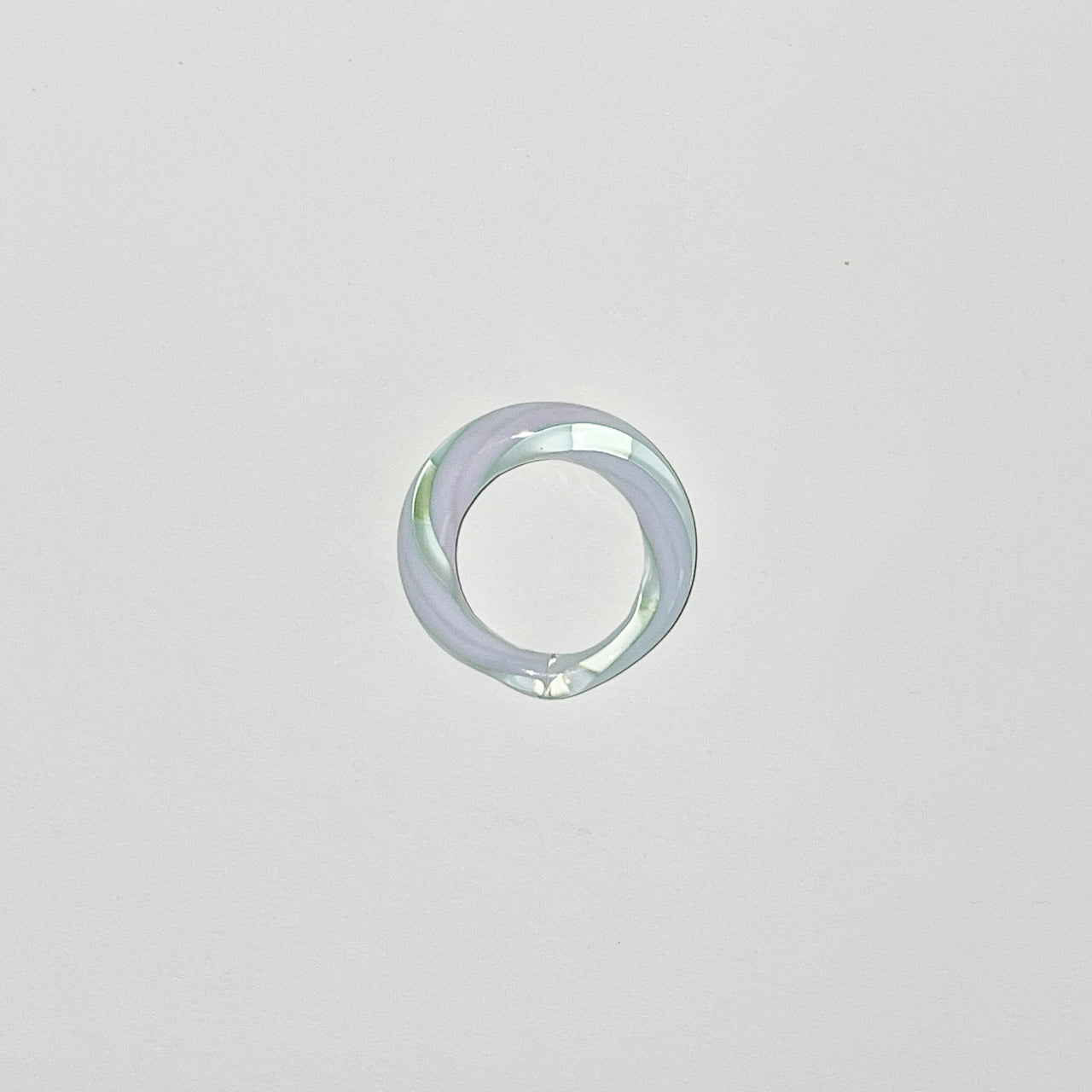 Pinky Green Spiral Glass Ring
