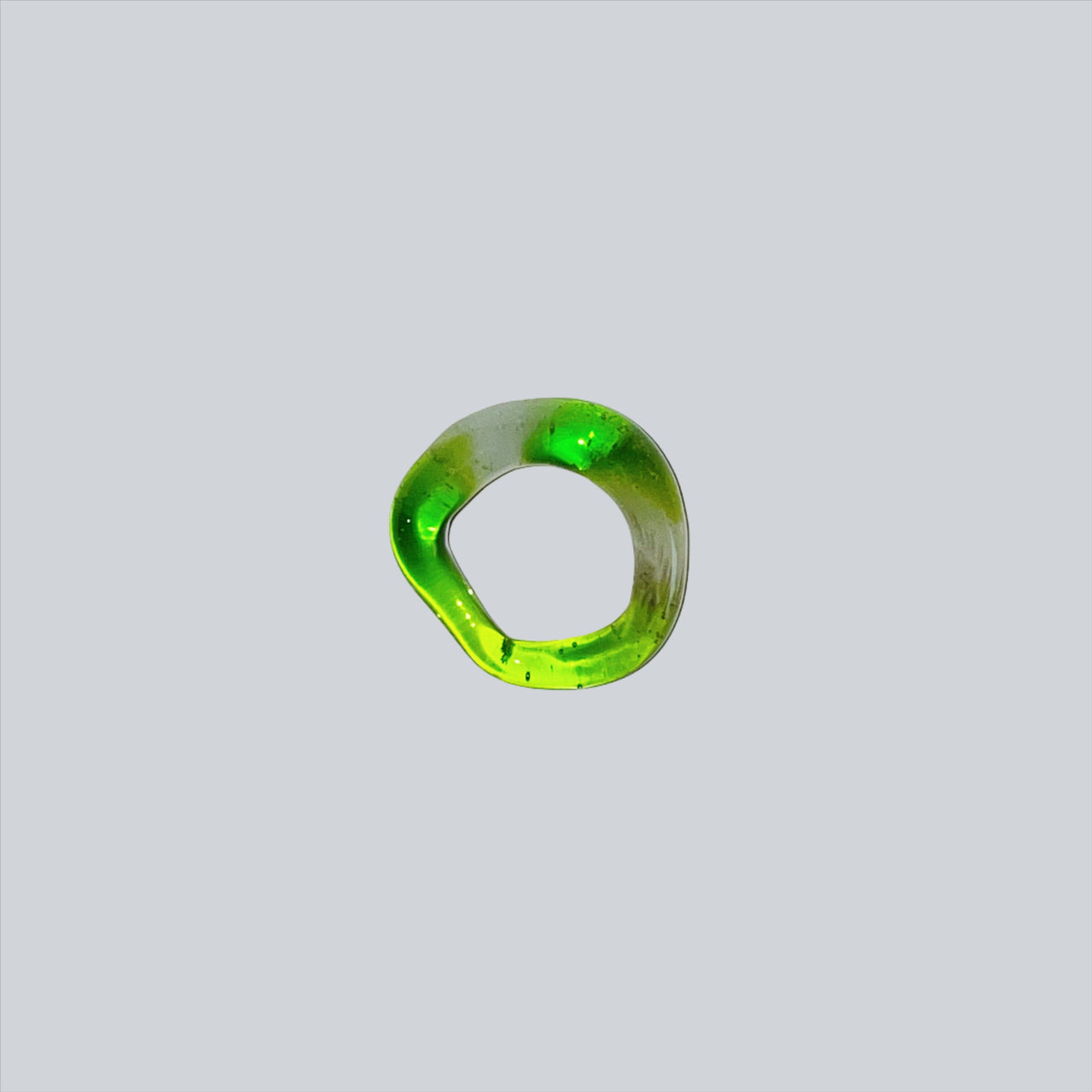 Smoke Green Squiggle Glass Ring