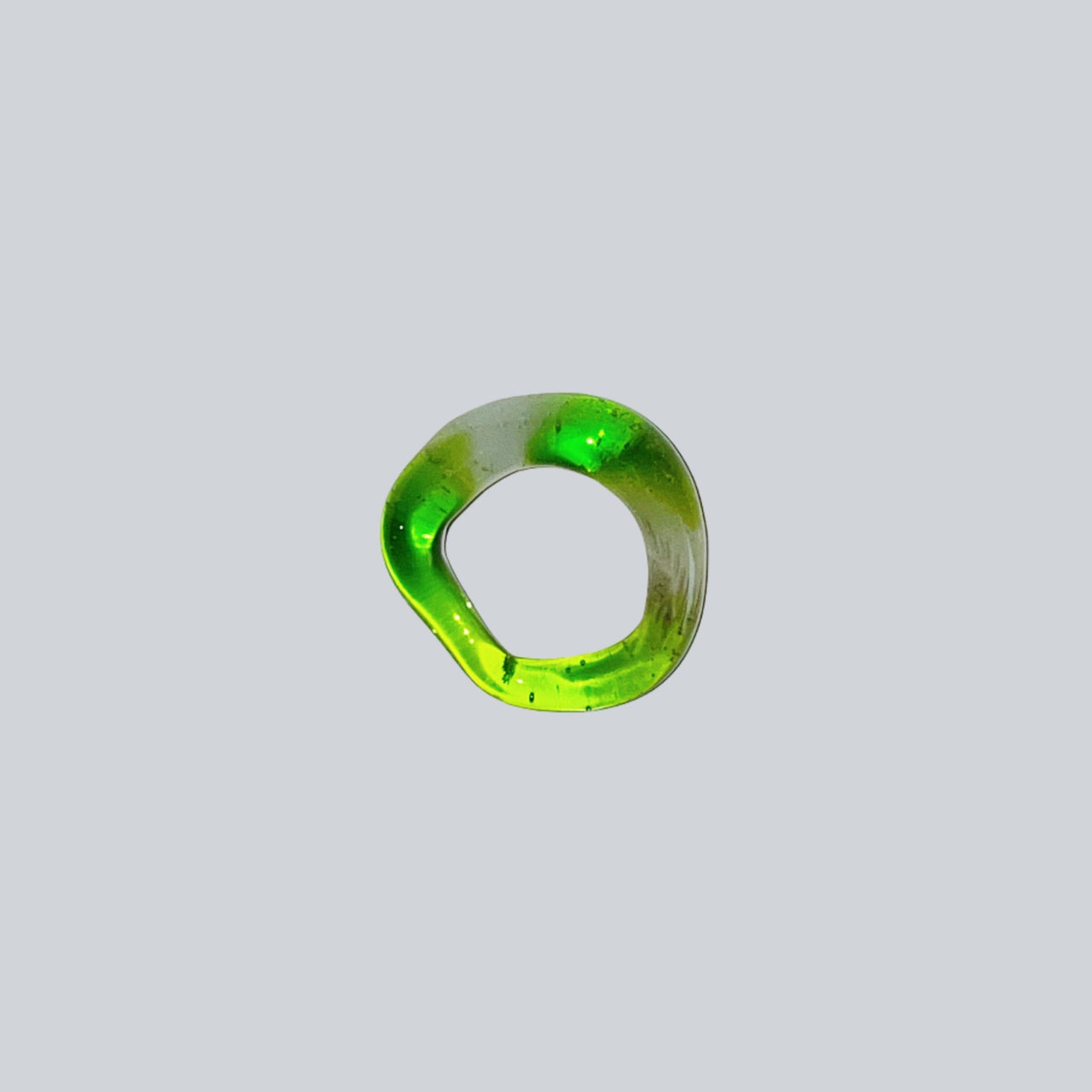 Smoke Green Squiggle Glass Ring